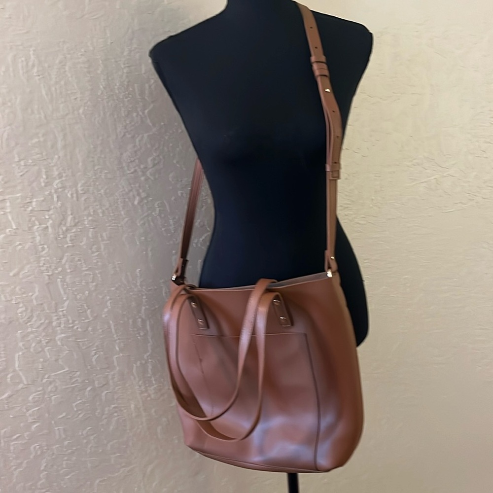 Classic Brown‎ Leather Tote Bag with Adjustable Strap